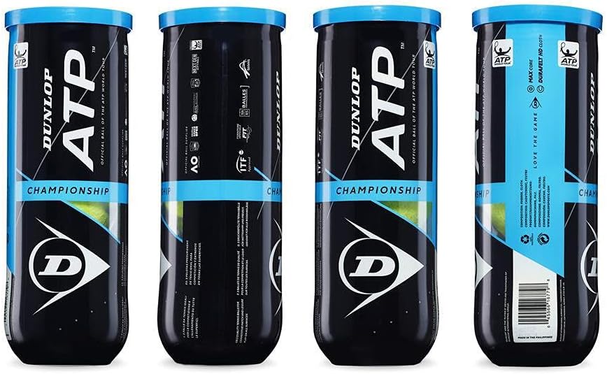 Detalle 1 de Dunlop ATP Championship Tennis Balls for Clay, Hard Court & Grass (1x3 Pet) – Yellow