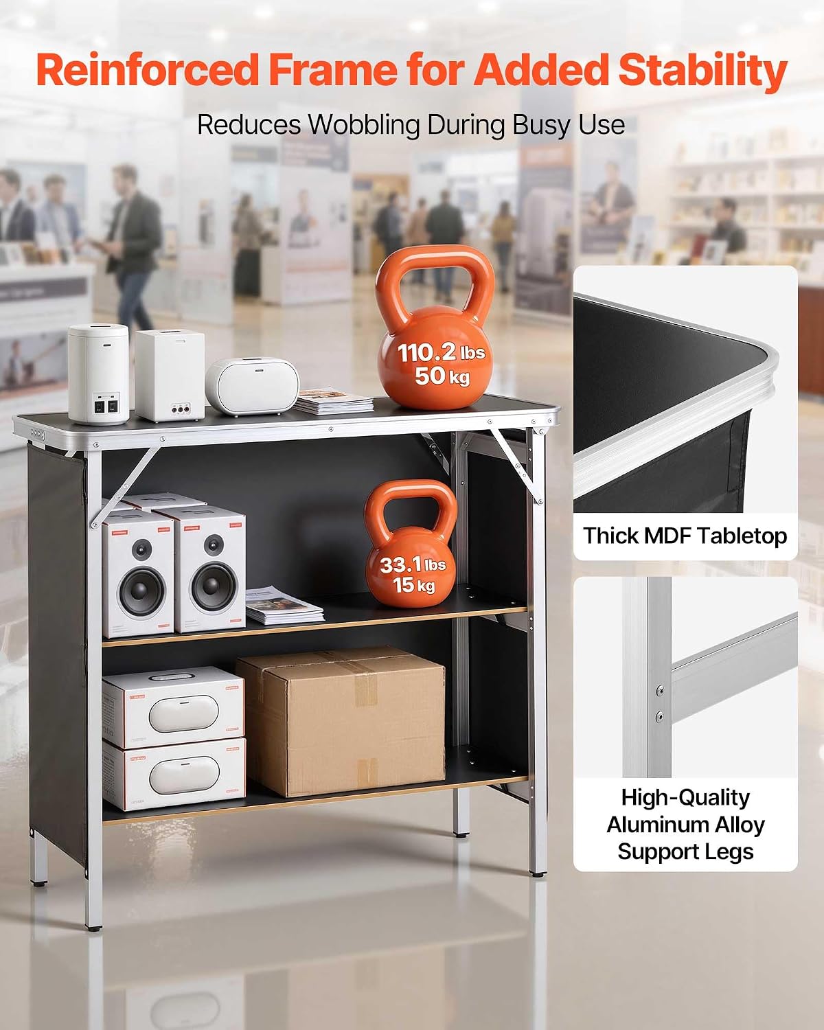 Detalle 1 de VEVOR Folding Bar Table, 38.6 x 15.2 x 34.3 in