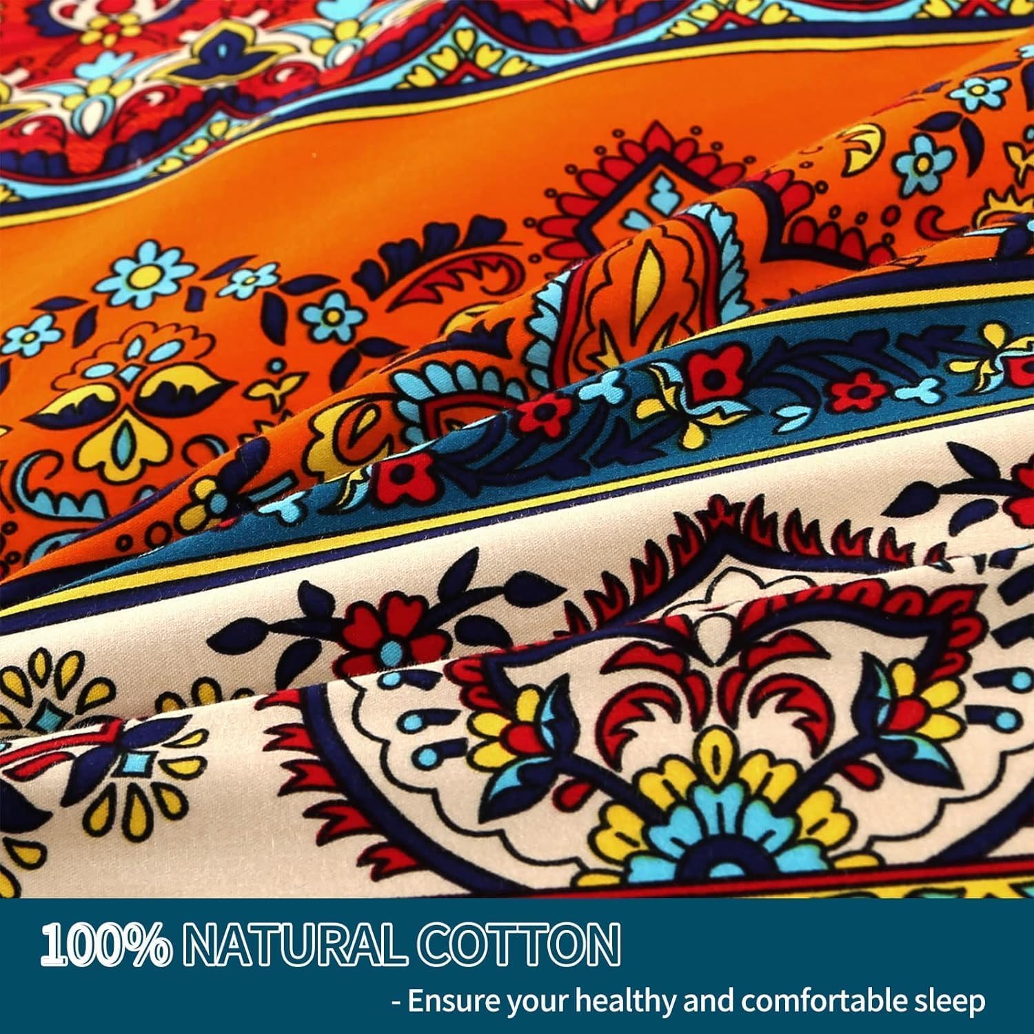Thumbnail 2 de Qucover 100% Cotton Single Duvet Cover Set (135x200 cm) – 2-Piece, Brushed Cotton with Zip and Ties