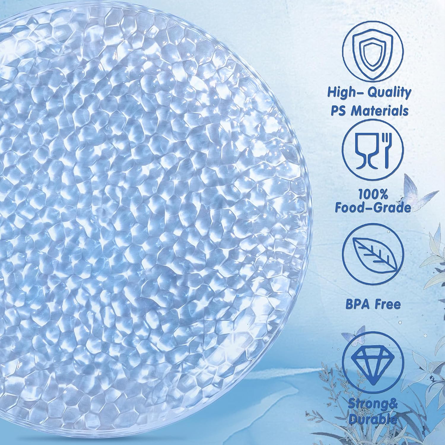 Thumbnail 6 de Rubtlamp 60Pcs Blue Hammered Plastic Plates — Heavy Duty Disposable Plates (30 Dinner + 30 Dessert)