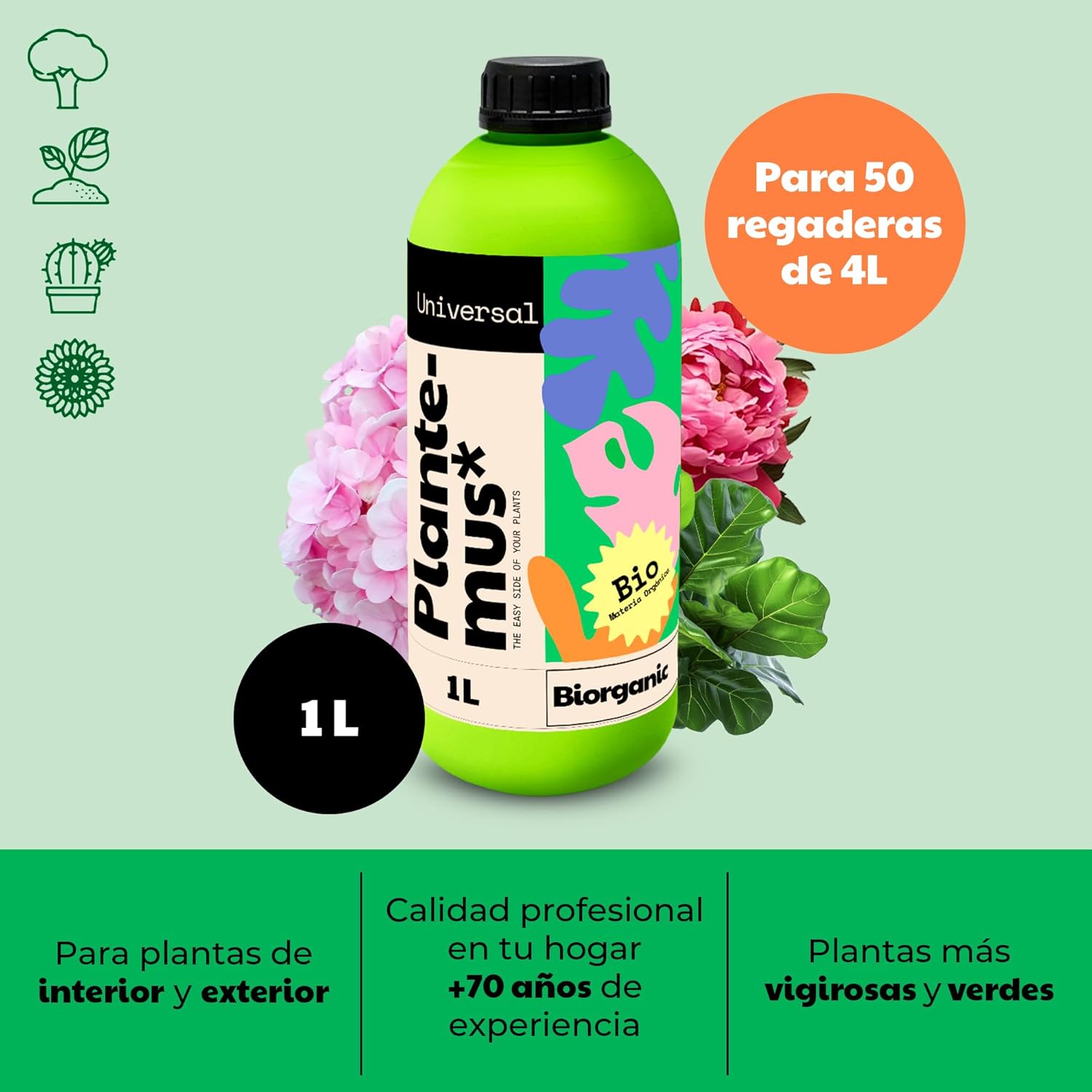 Detalle 2 de PLANTEMUS BIOrganic Abono Líquido Plantas Verdes 🌱