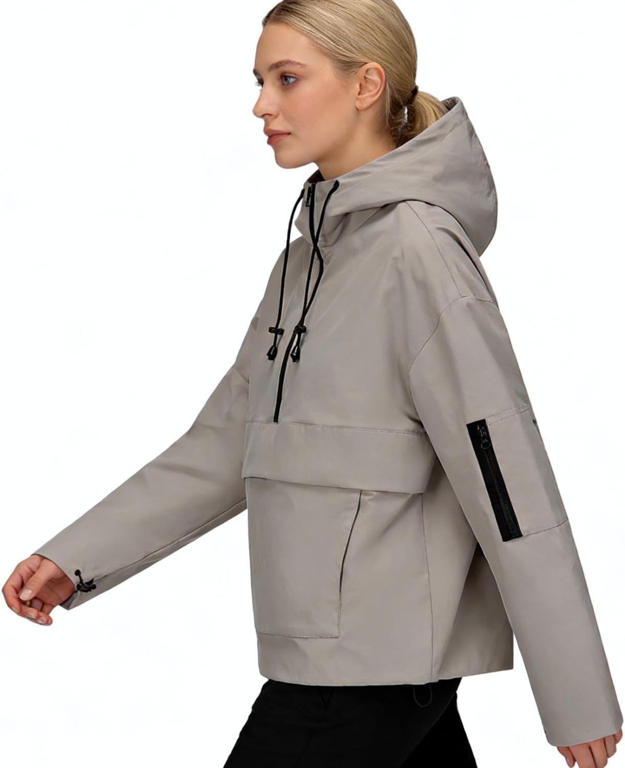 Detalle 2 de PUFFIT Damen Regenjacke mit Kapuze – Wasserdicht, winddicht und Oversized für Outdoor-Aktivitäten