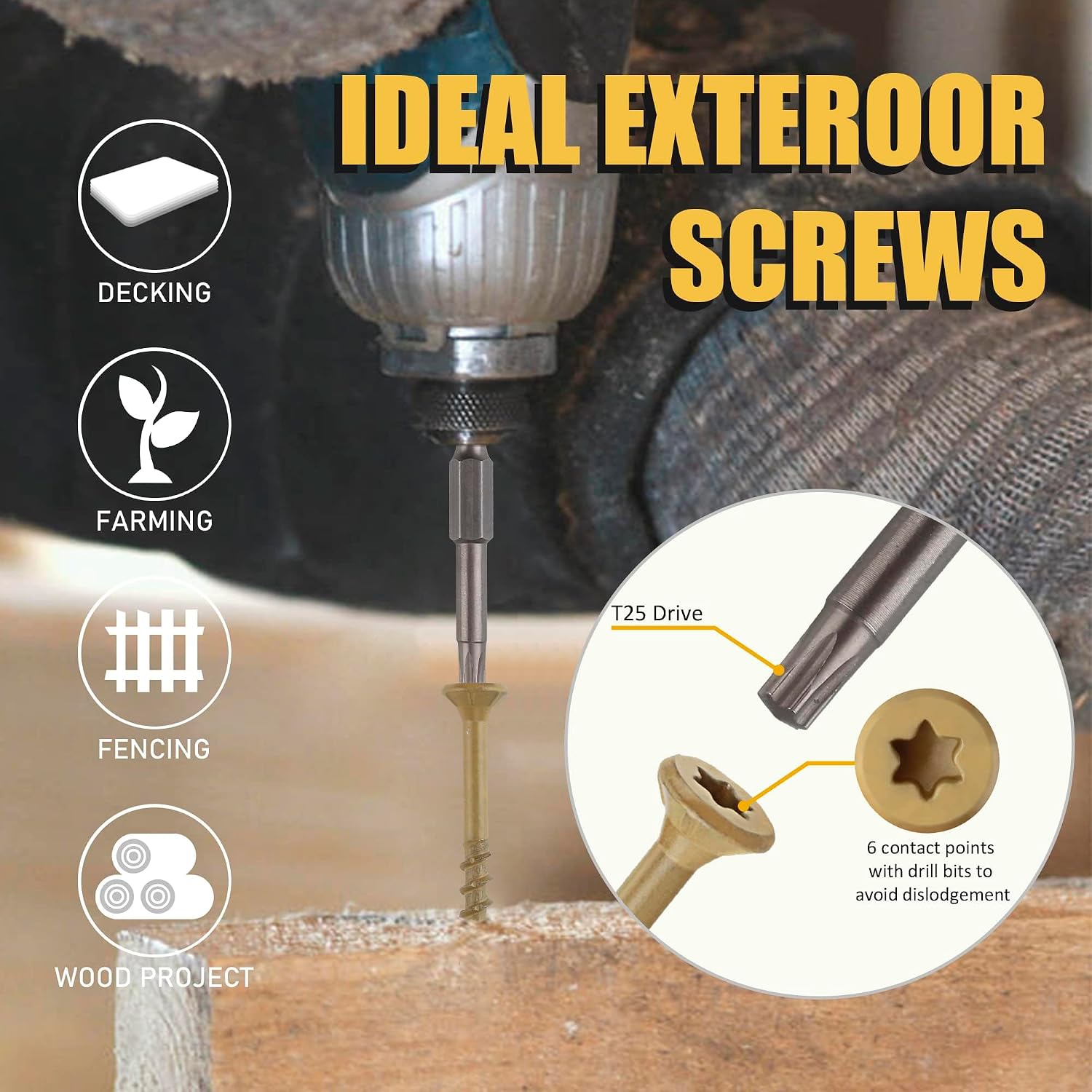 Detalle 2 de WELLOCKS LXB81B #8 x 1 in Tan Deck Screws with T25 Bit