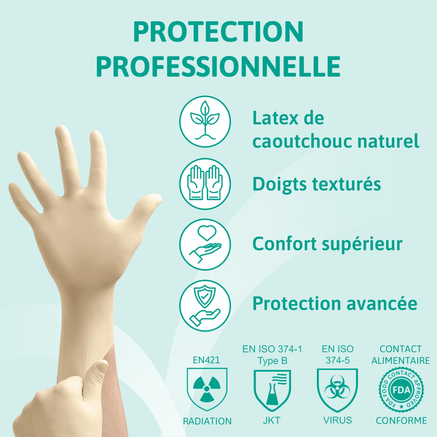 Detalle de Ansell MicroFlex 63-864: Gants latex texturés, sans poudre, 100 unités
