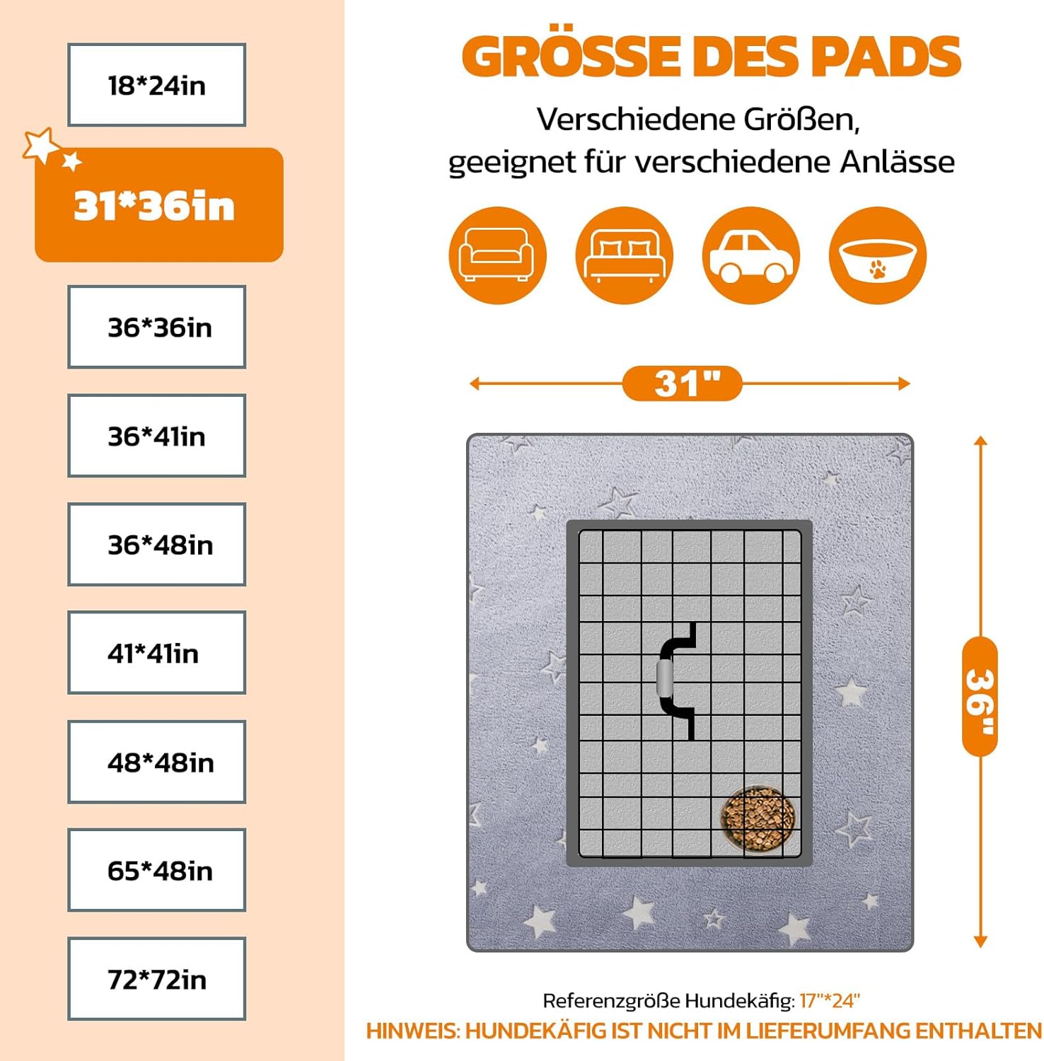 Detalle de PICK FOR LIFE Waschbare Haustier-Urinunterlage 79×92 cm – Wiederverwendbare Welpen- und Hygieneunterlage mit rutschfester Unterseite