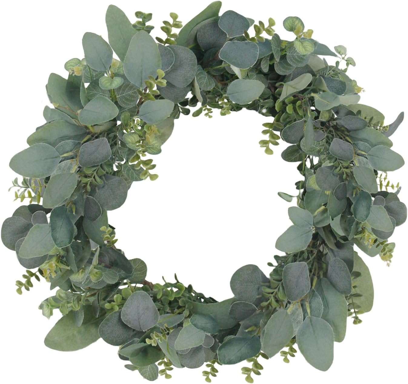 Thumbnail 6 de 60cm Artificial Christmas Wreath for Front Door with Eucalyptus Leaves, Red Berries & Velvet Bow