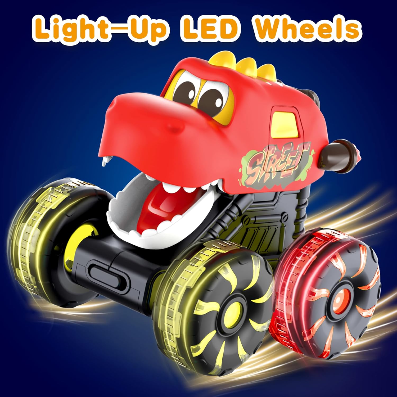 Detalle 2 de OMAKCOO 3 Pack Dinosaur Monster Truck Toys LED Wheels