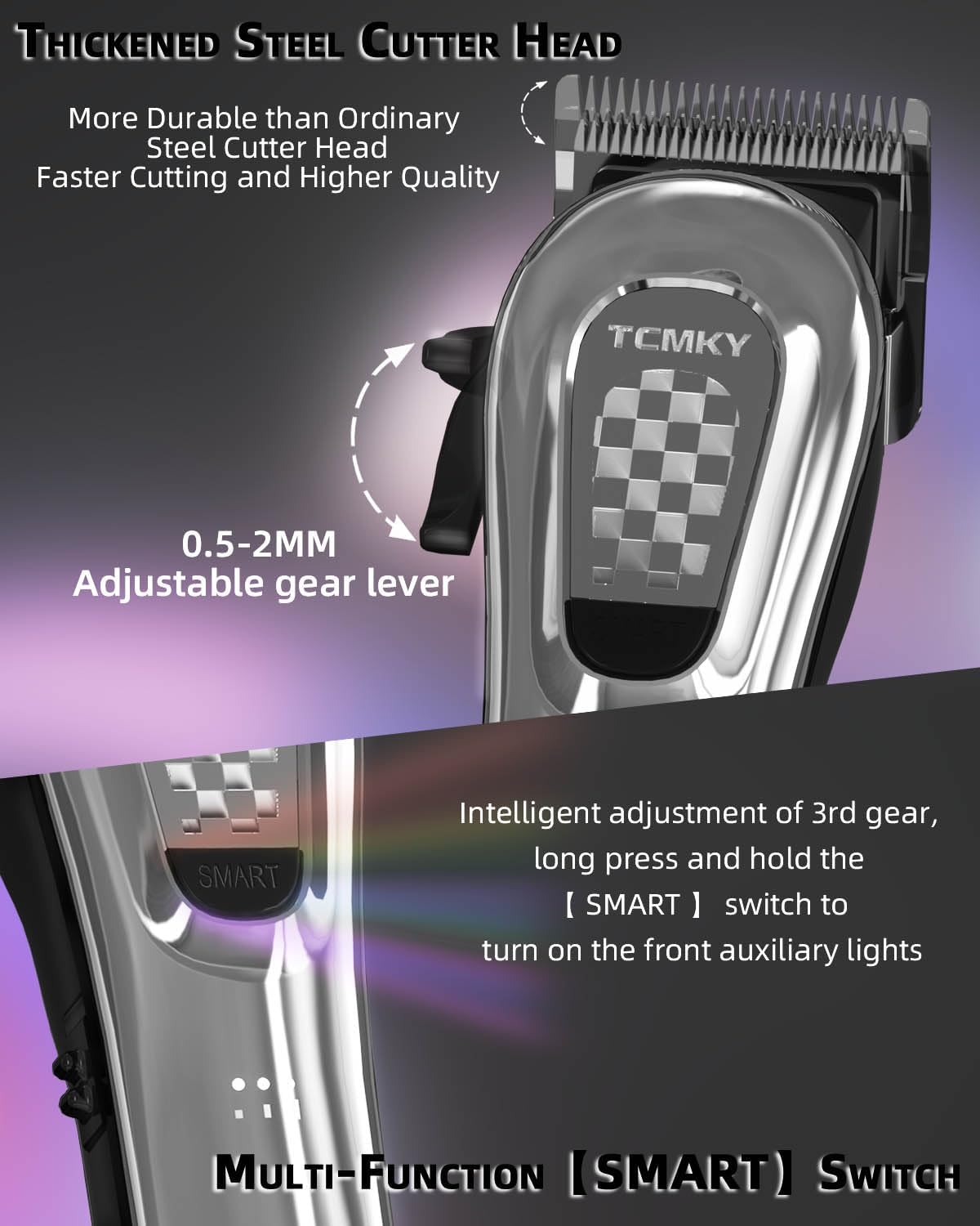 Detalle 2 de TCMKY Hair Clippers for Men: Cordless & Corded Barber Clippers for Home Grooming