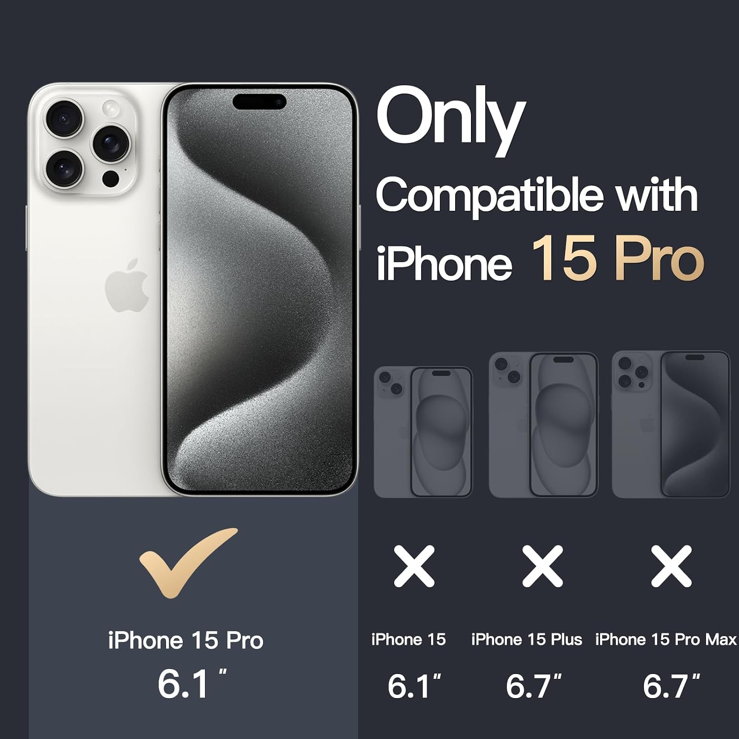 Detalle de JETech Hülle für iPhone 15 Pro 6,1 Zoll – Transparentes, stoßfestes Schutzcover ohne Magnetfunktion