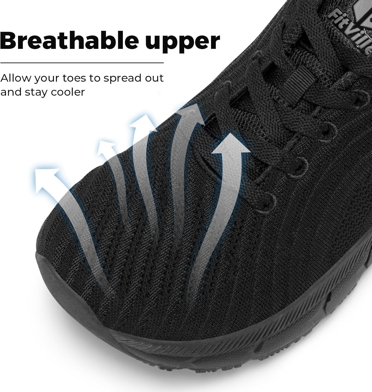 Detalle de FitVille Extra Weite Laufschuhe Herren – Atmungsaktive Turnschuhe mit breiter Zehenbox und guter Dämpfung