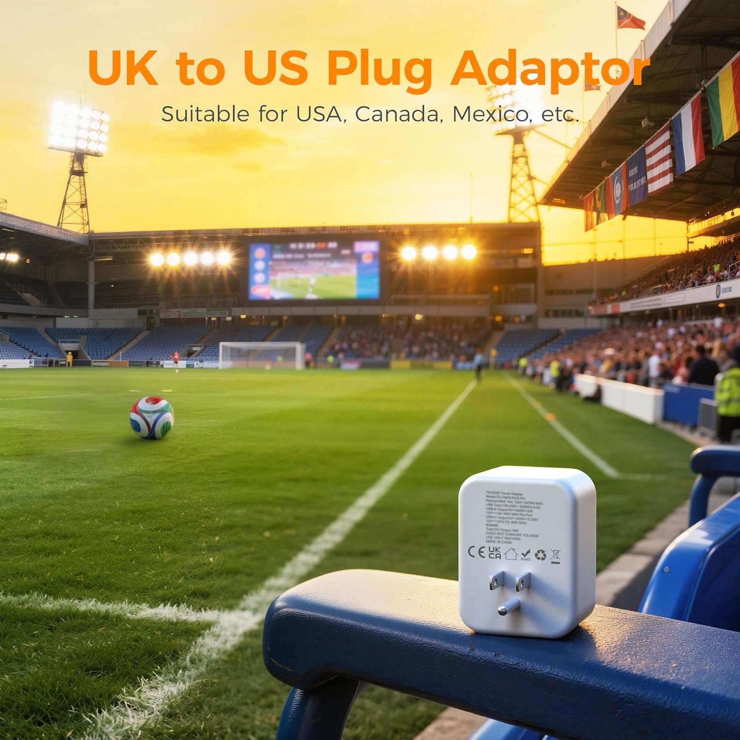 Thumbnail 2 de TESSAN UK to US Plug Adaptor 2 Pack 20W