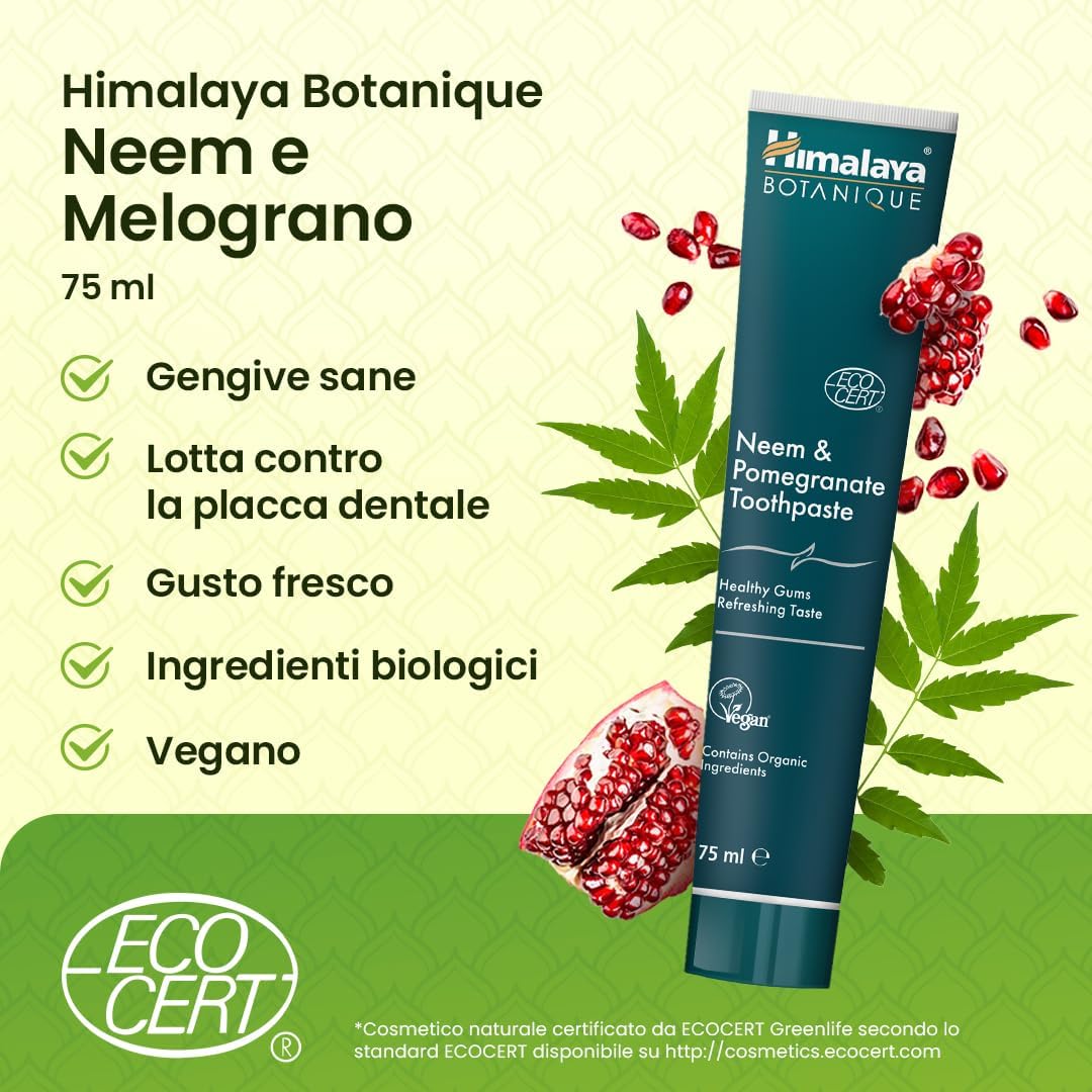 Thumbnail 1 de Himalaya Botanique Neem e Melograno Dentifricio – 75 ml, senza fluoro, EcoCert Cosmos Natural