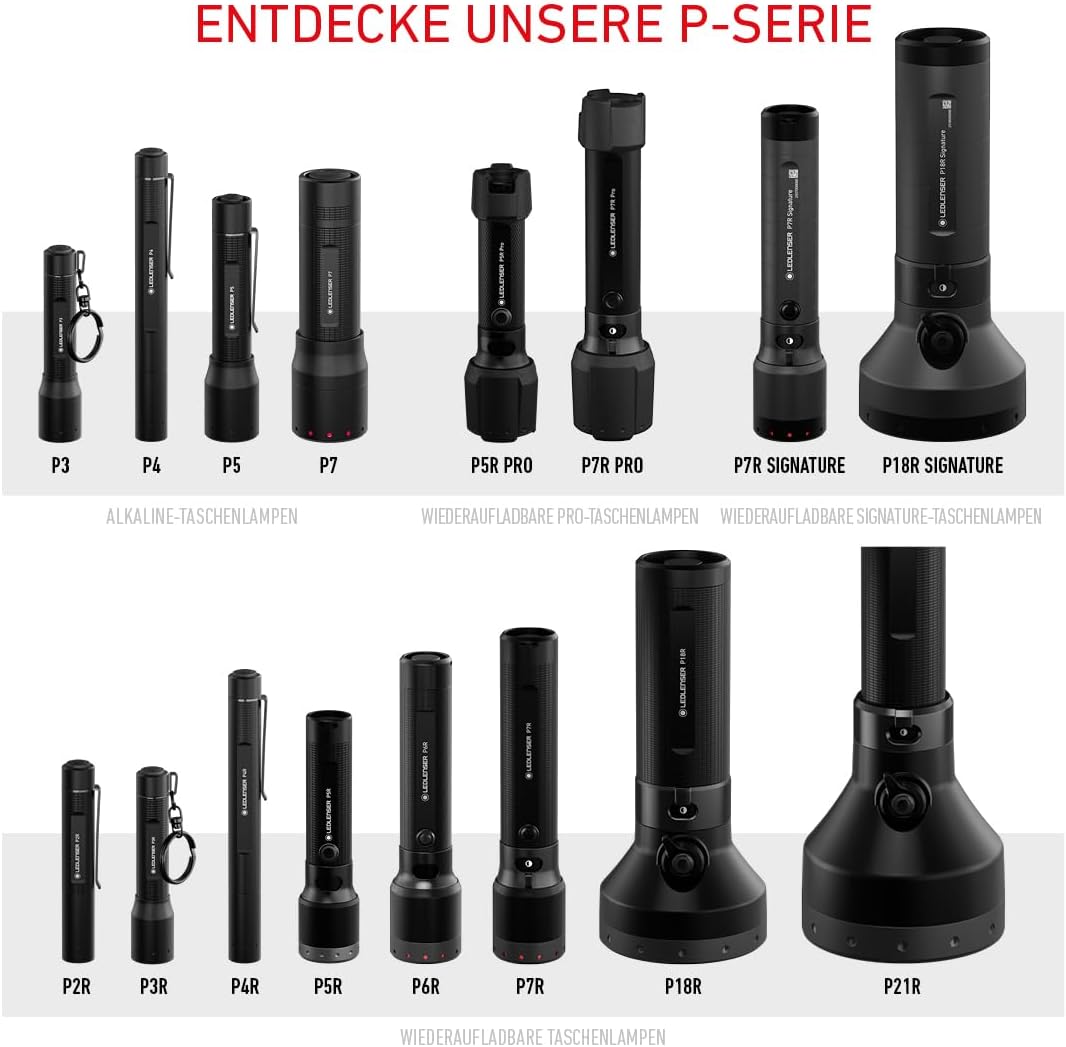 Thumbnail 6 de Ledlenser P4R LED wiederaufladbare Taschenlampe – kompakte, fokussierbare Leuchte für Werkstatt und Klinik