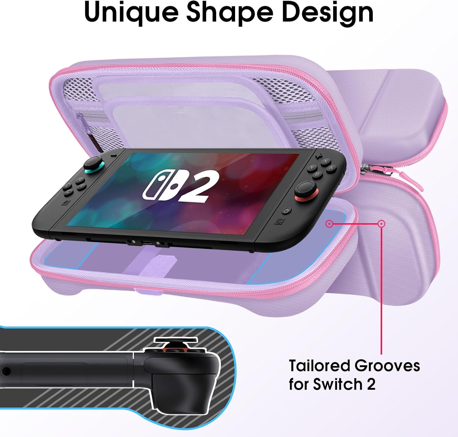 Thumbnail 2 de FINTIE Étui rigide EVA pour Nintendo Switch 2 (2025) lilas avec rangement pour 19 cartes