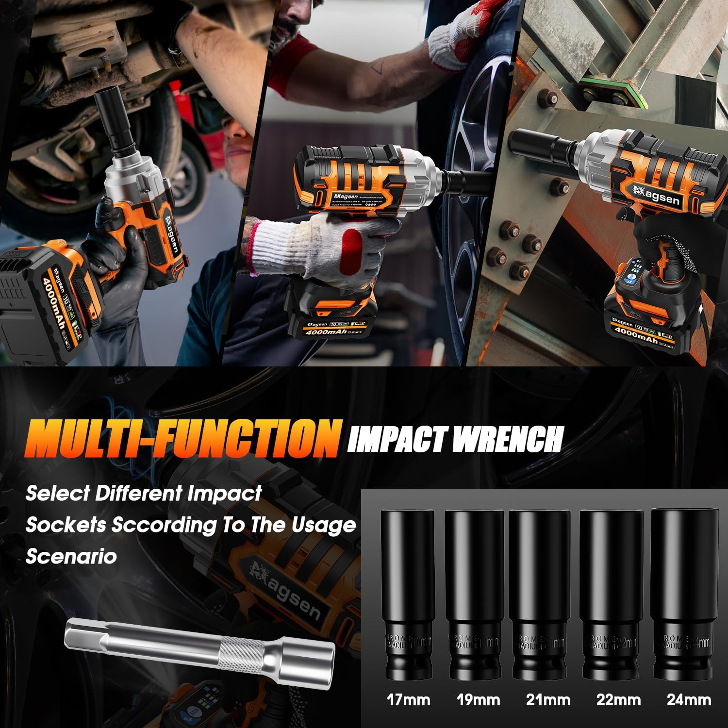 Thumbnail 5 de MAGSEN 1/2-inch Cordless Impact Wrench 900 ft-lbs