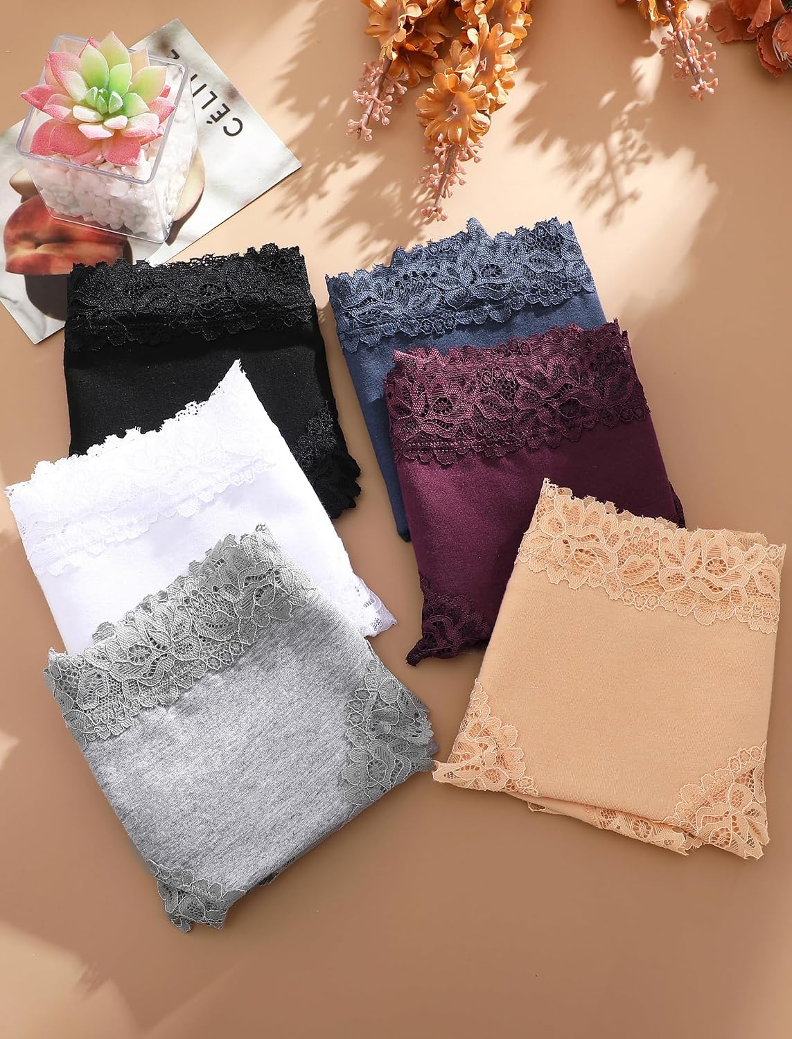 Thumbnail 6 de ALL OF SHE Cotton Stretch Bikini Cheeky Panties with Lace, 6-Pack