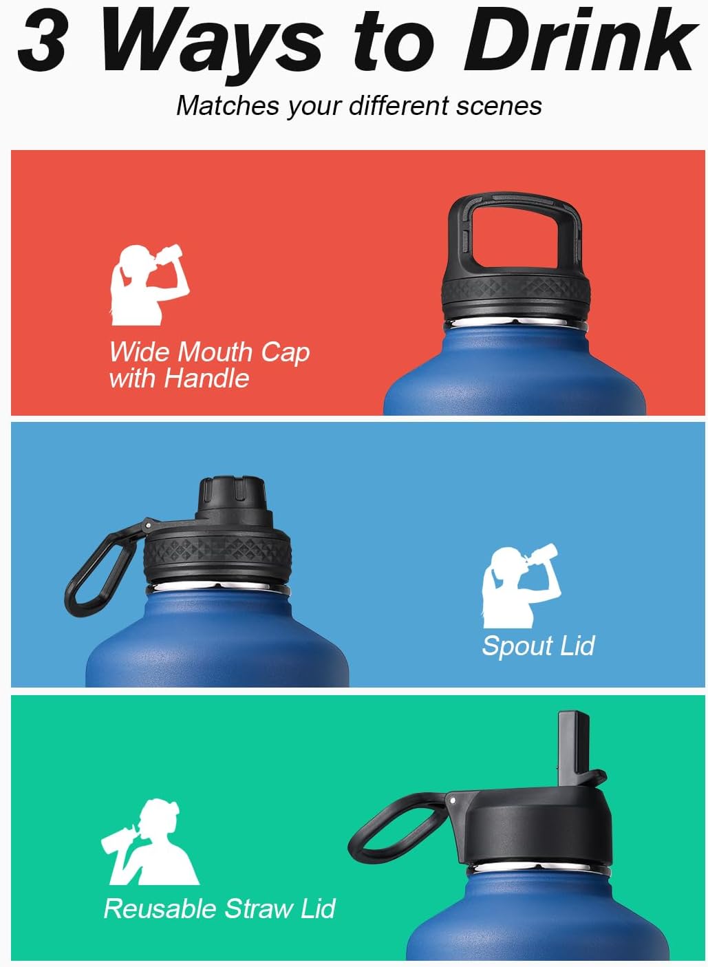 Detalle 1 de Coolflask borraccia termica 2 l, 3 coperchi