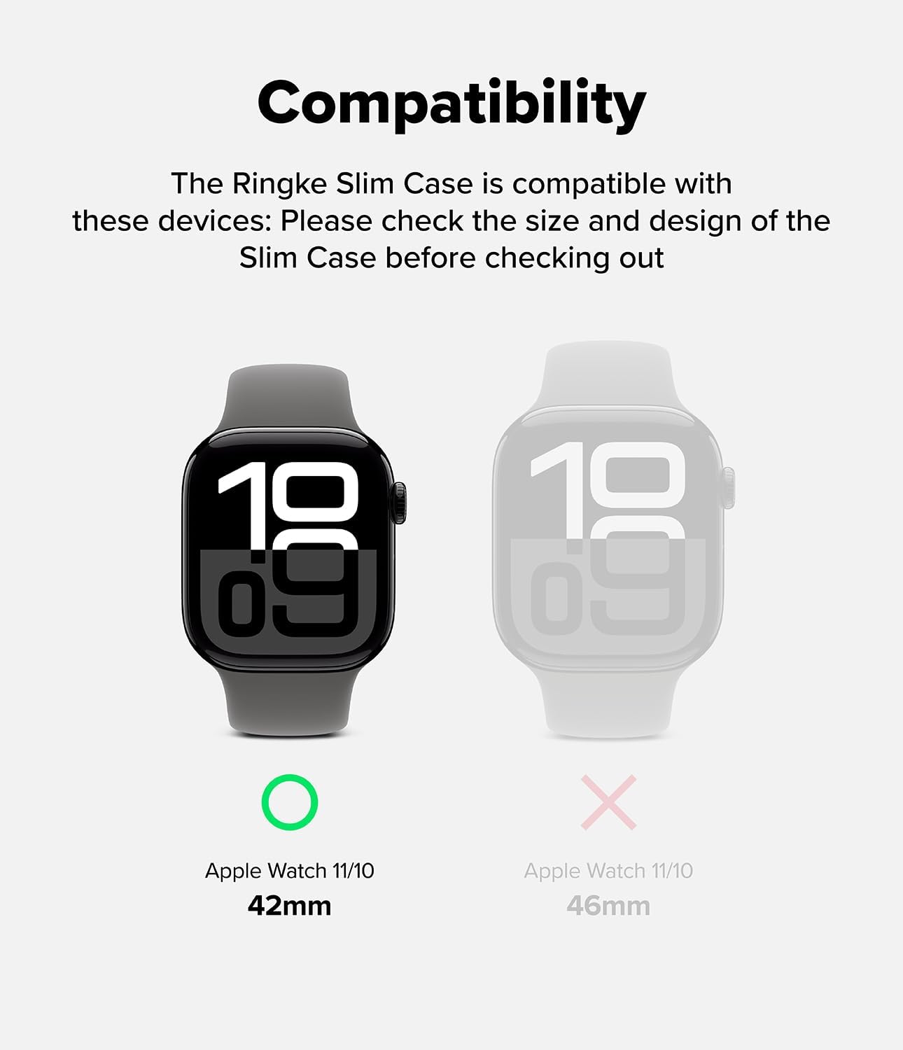 Thumbnail 1 de Ringke Slim for Apple Watch 42mm Case (Series 11/10) – 2 Pack, Clear & Dark Gray