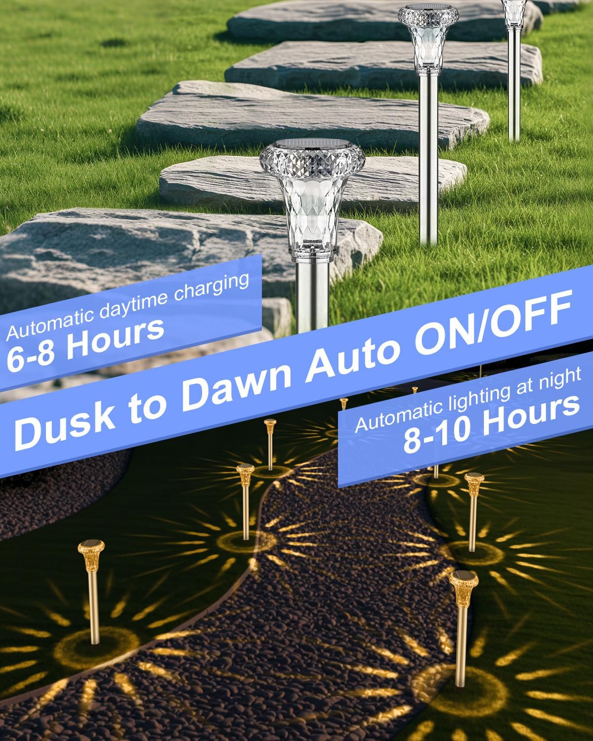 Thumbnail 2 de SonPen 6er-Set Solarlampen für außen mit LED, IP65 Edelstahl (Warmweiß) – Solar-Gartenleuchten für Wege & Terrasse