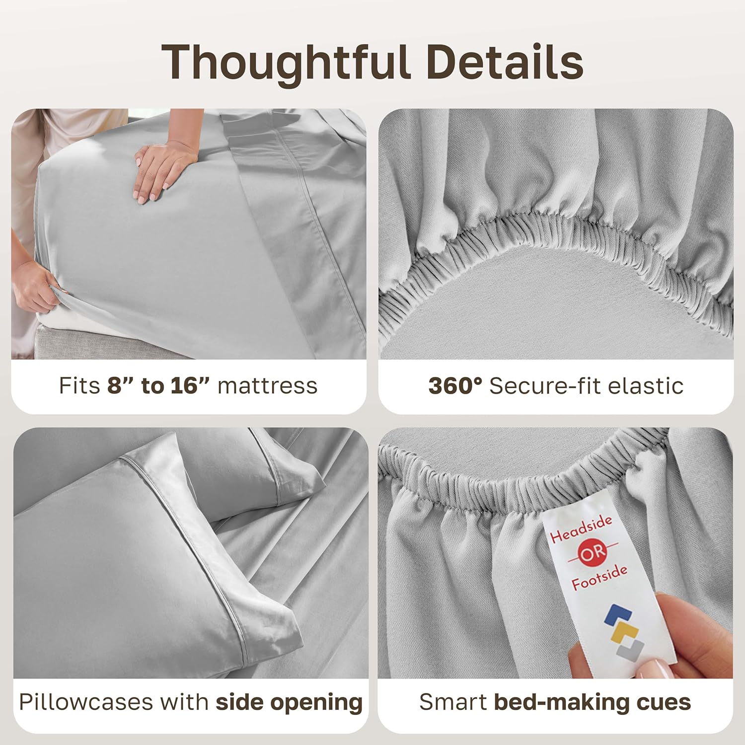 Detalle 1 de California Design Den 840307152909 Cotton Sateen Double Sheet Set, 400 Thread Count