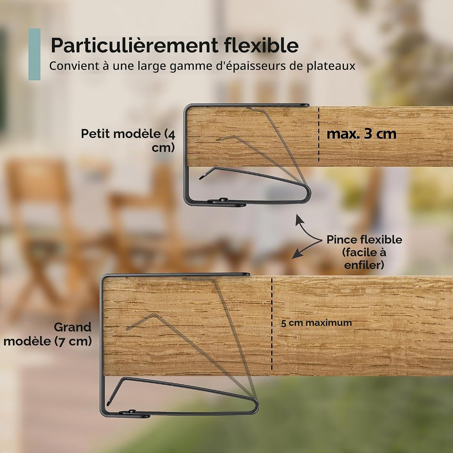 Detalle 2 de Virea tafelkleedklemmen, zwart, 8 stuks voor tafelbladen tot 3 cm