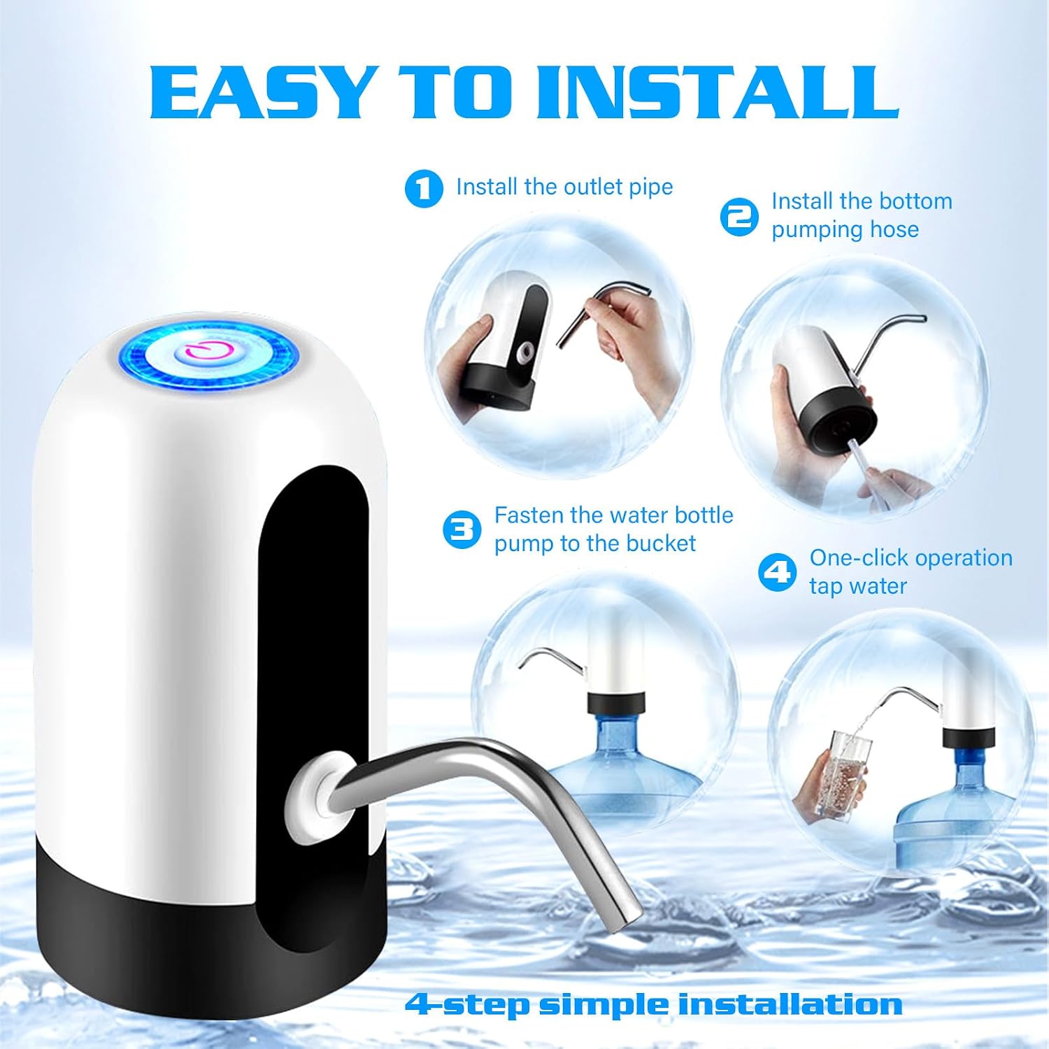 Detalle de GetKen CQAWD2 Rechargeable Water Dispenser Pumps, 2-Pack, Dual-Mode
