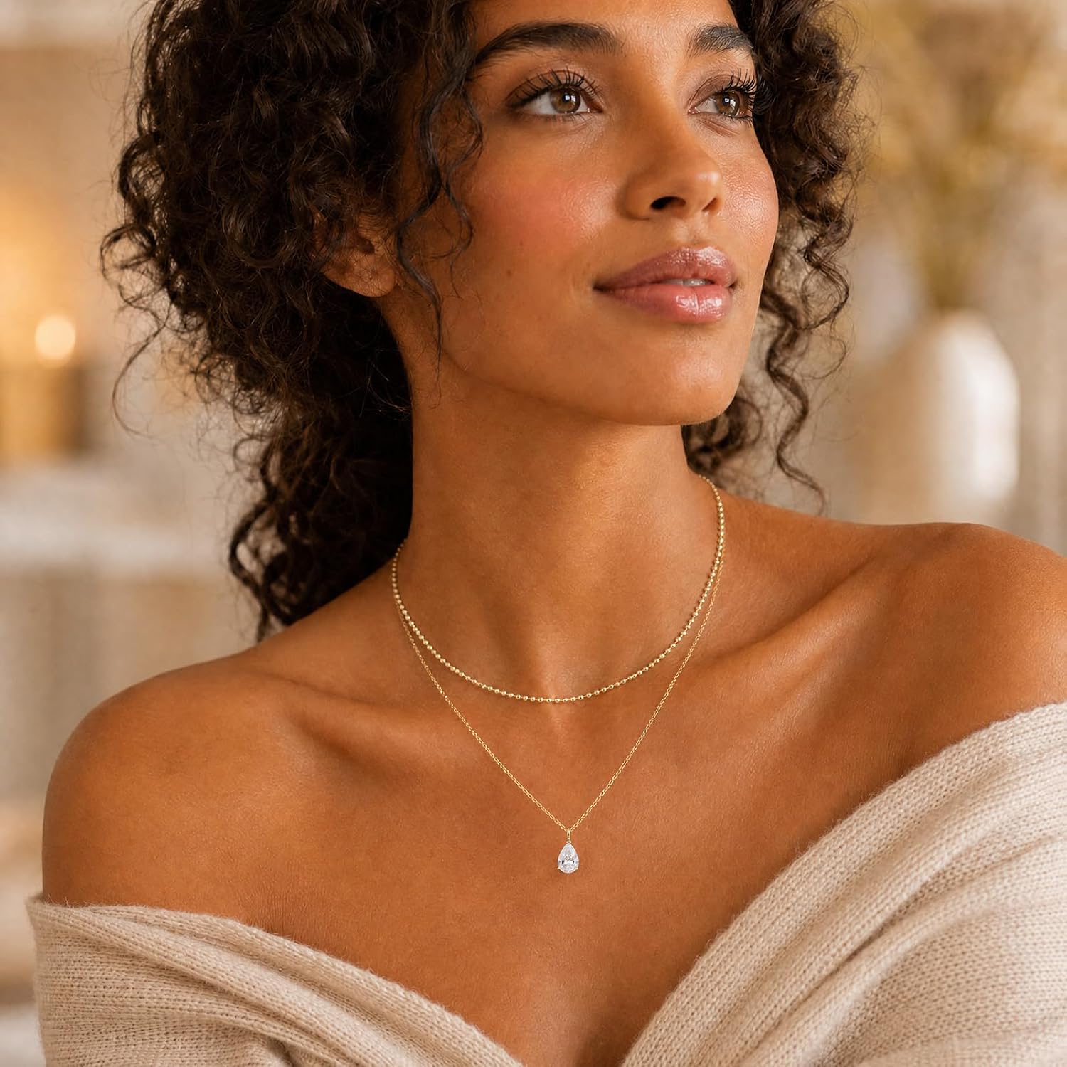 Detalle de Sylune Layered Necklace 5 mm