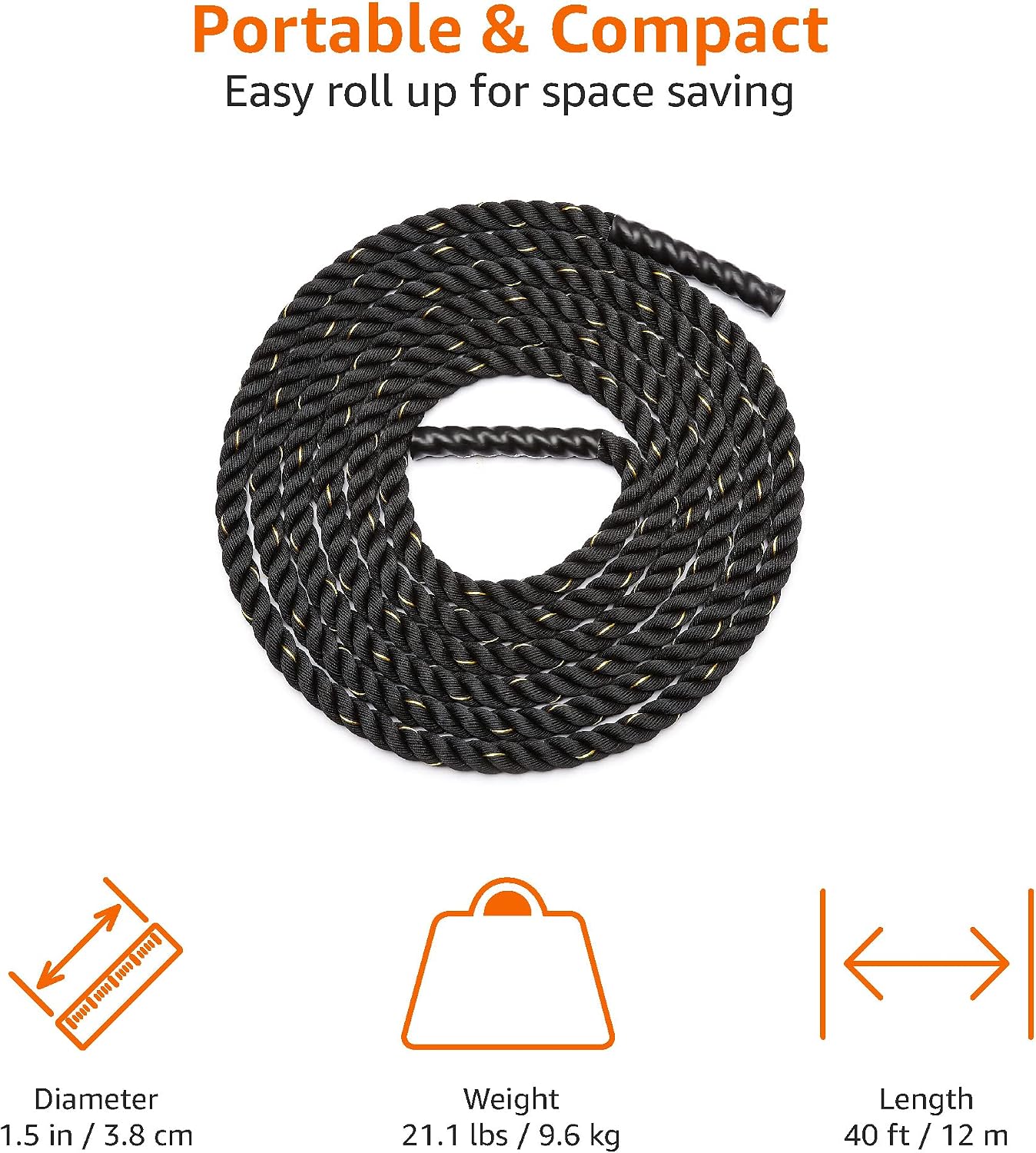 Thumbnail 3 de Amazon Basics lina treningowa 12 m, średnica 3,8 cm, poliester