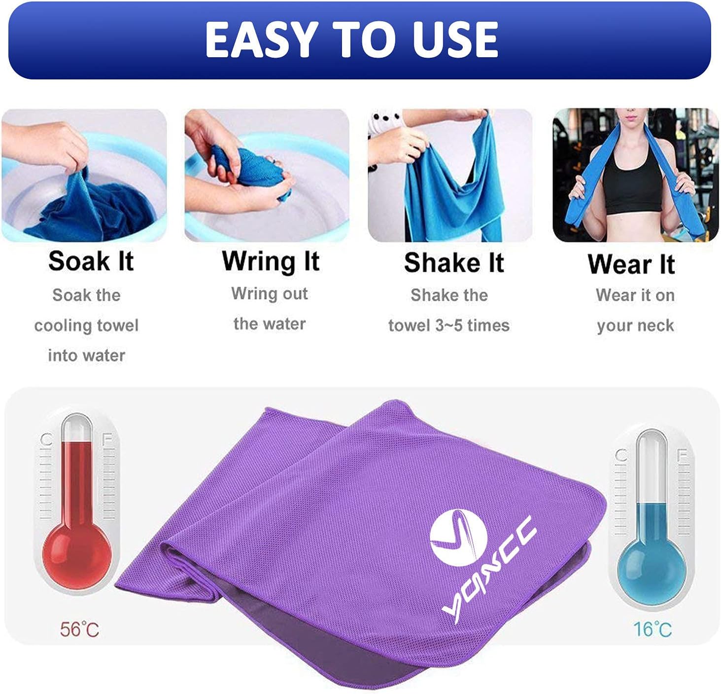Detalle 2 de YQXCC Cooling Towels 120x30 cm: Ultra-Soft Microfiber Chill for Active Lifestyles