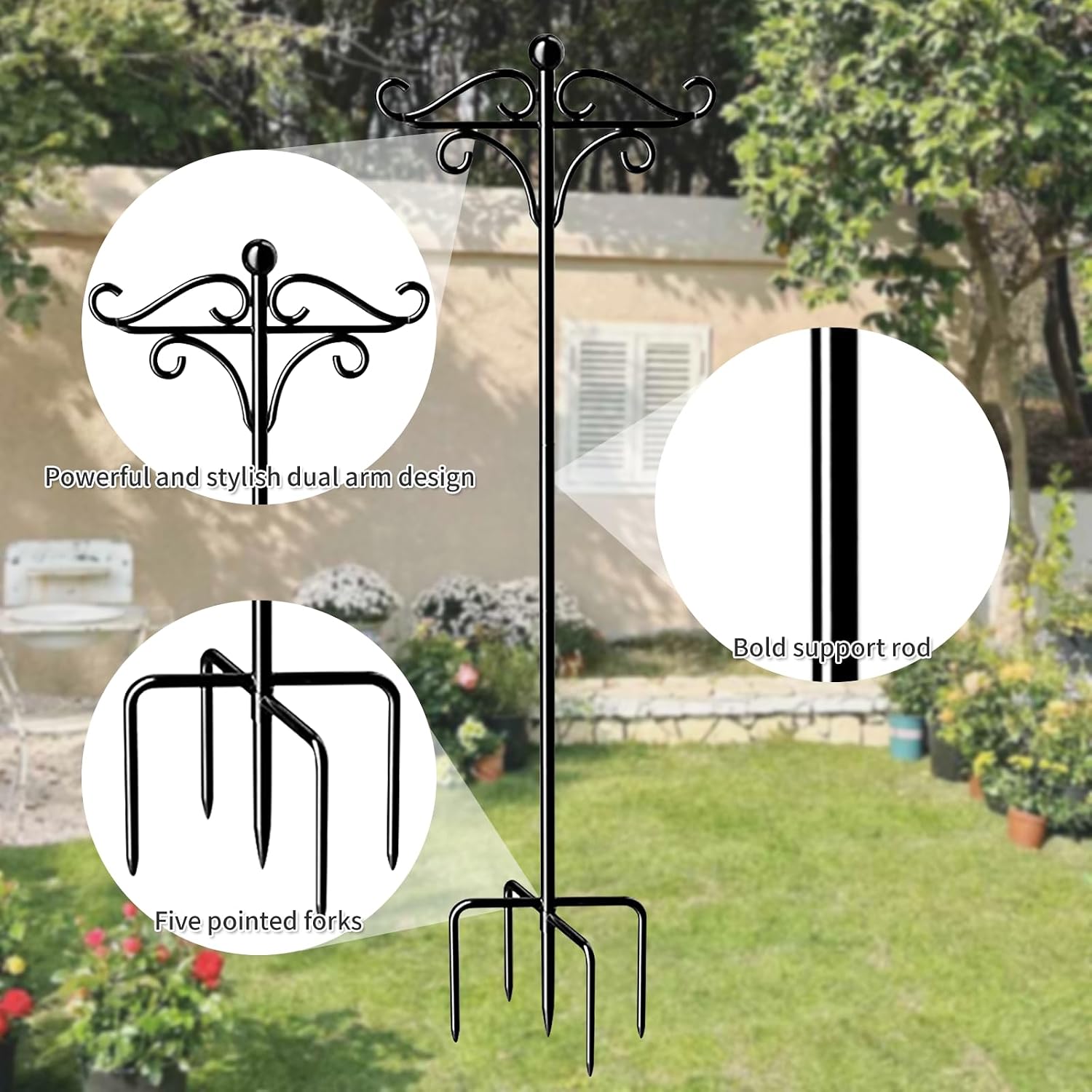 Thumbnail 6 de 2 Pack Bird Feeders Hanging Station: Adjustable 193cm Garden Poles with 5-Fork Base