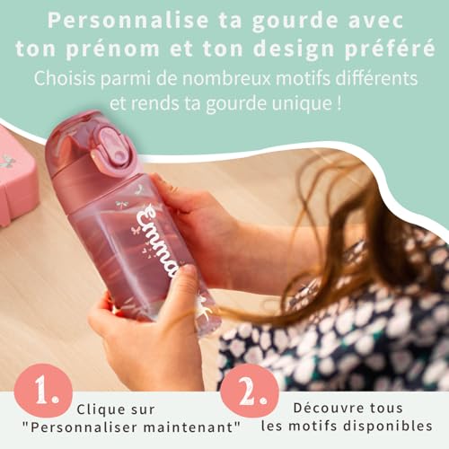 Thumbnail 1 de BIENMARQUER Gourde Enfant Personnalisable 450 mL avec Paille Anti-Fuite