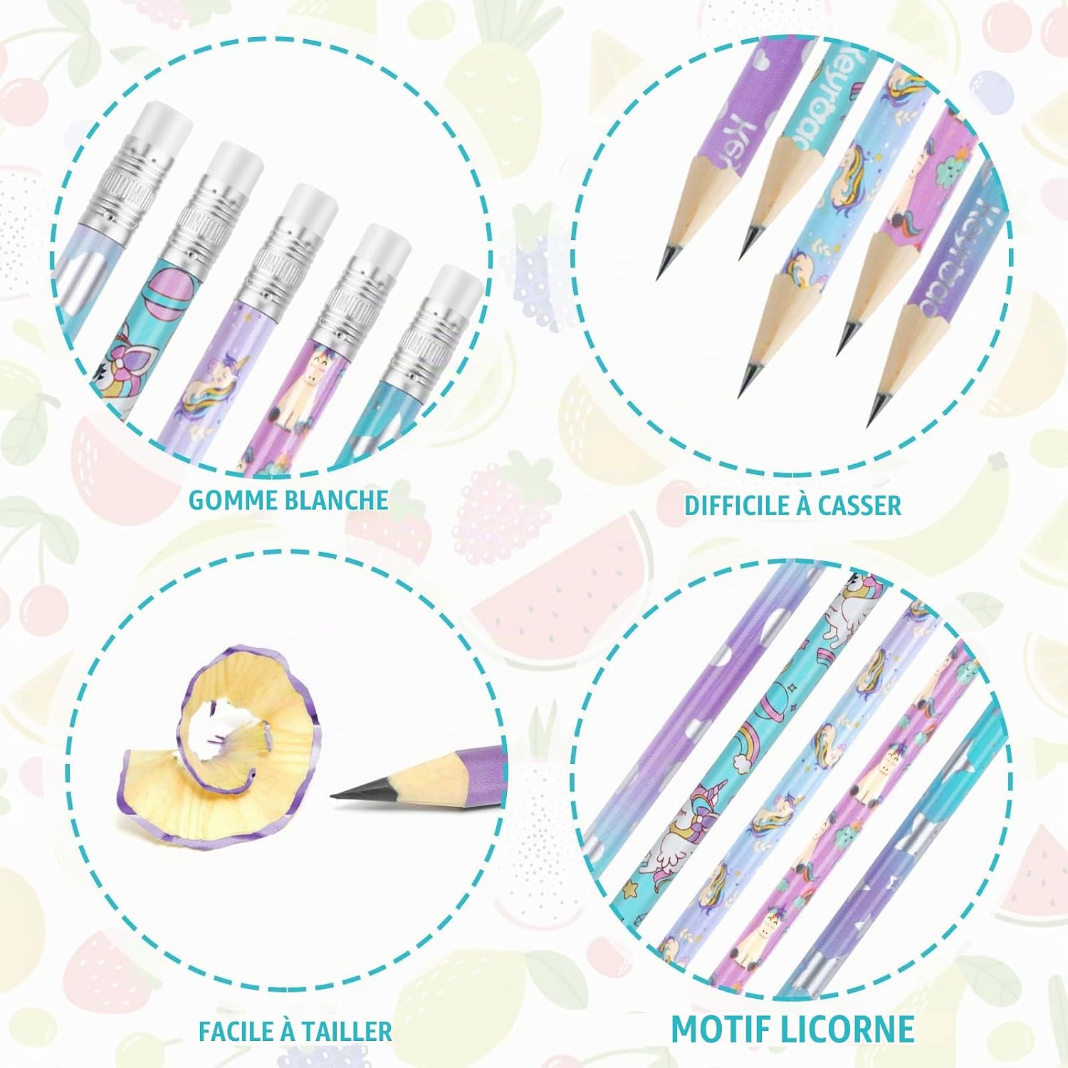 Thumbnail 2 de Vicloon Scented Pencils geurpotloden, 32 HB-potloden met gum en fruitgeur