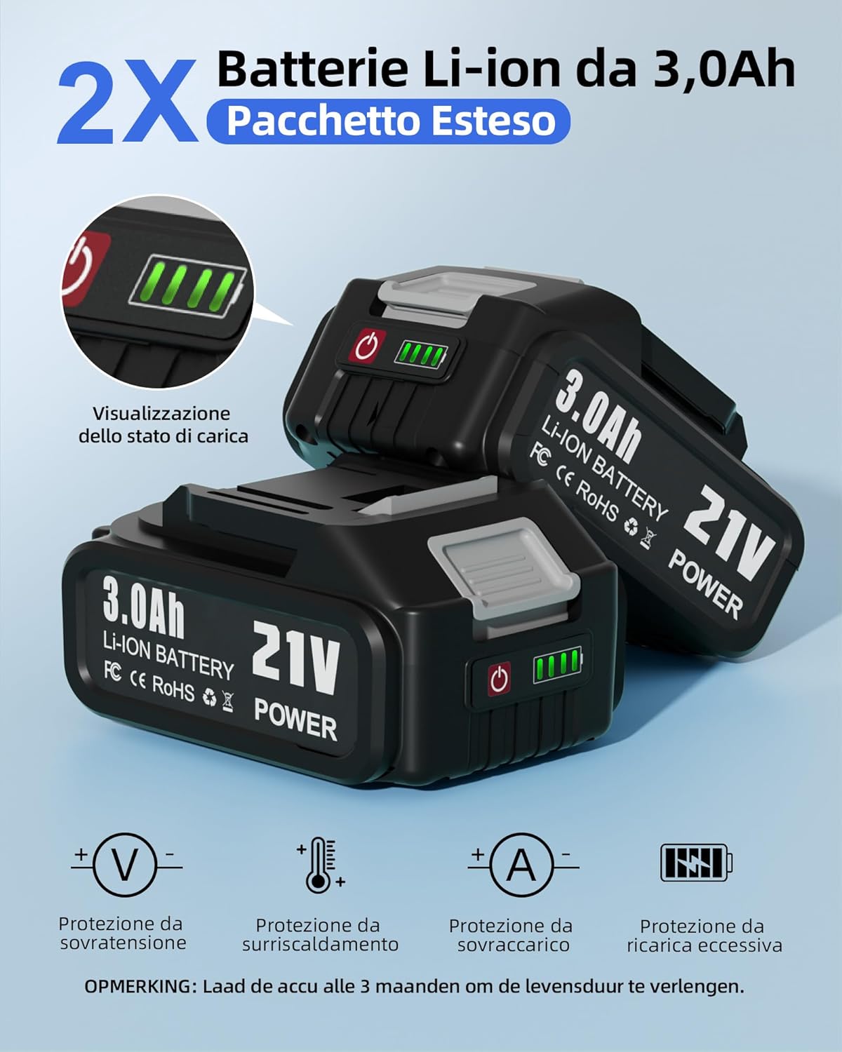 Thumbnail 1 de Idropulitrice a batteria 65Bar 6‑in‑1 con 2×3Ah batteria