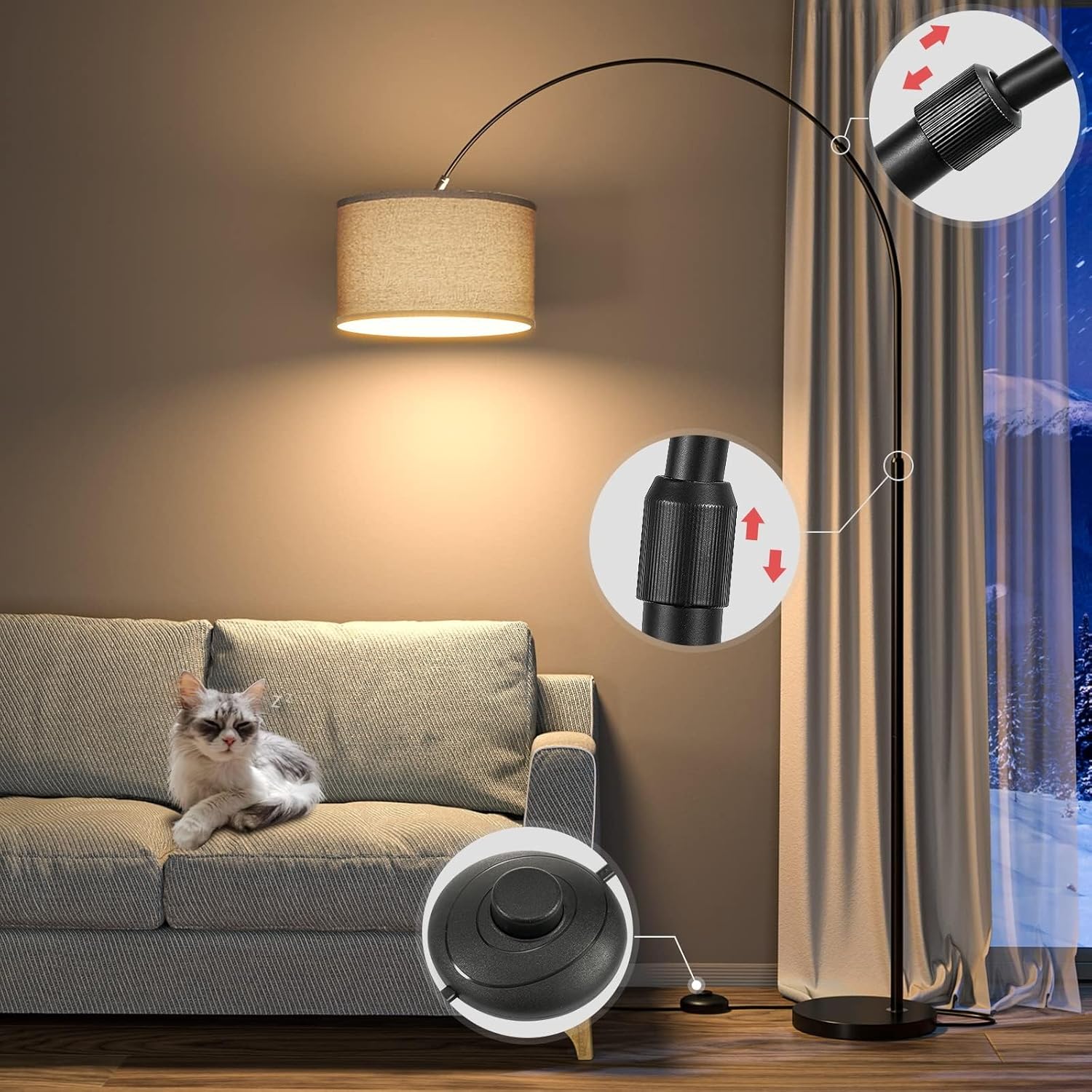Thumbnail 3 de Modlicht Dekorative Bogenlampe JASMIN – höhenverstellbare Bogenleuchte mit LED 9W, 3000K