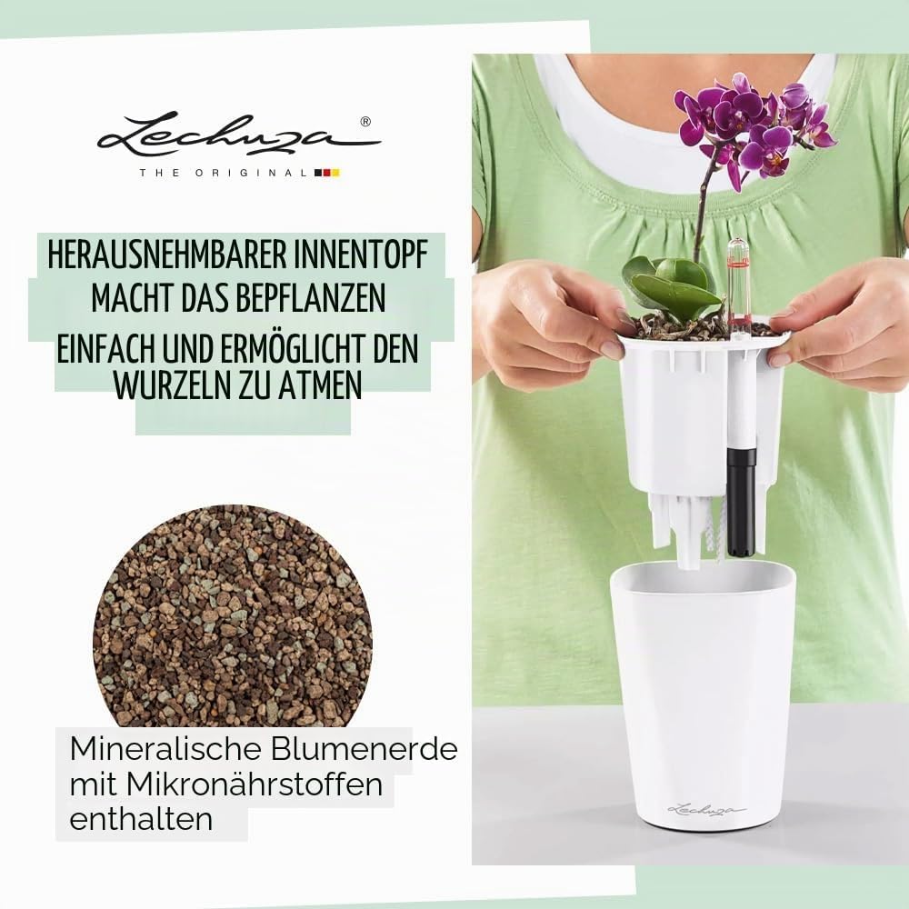 Thumbnail 2 de Lechuza MINI-DELTINI Komplettset weiß – All-in-One Pflanzgefäß mit Bewässerungssystem