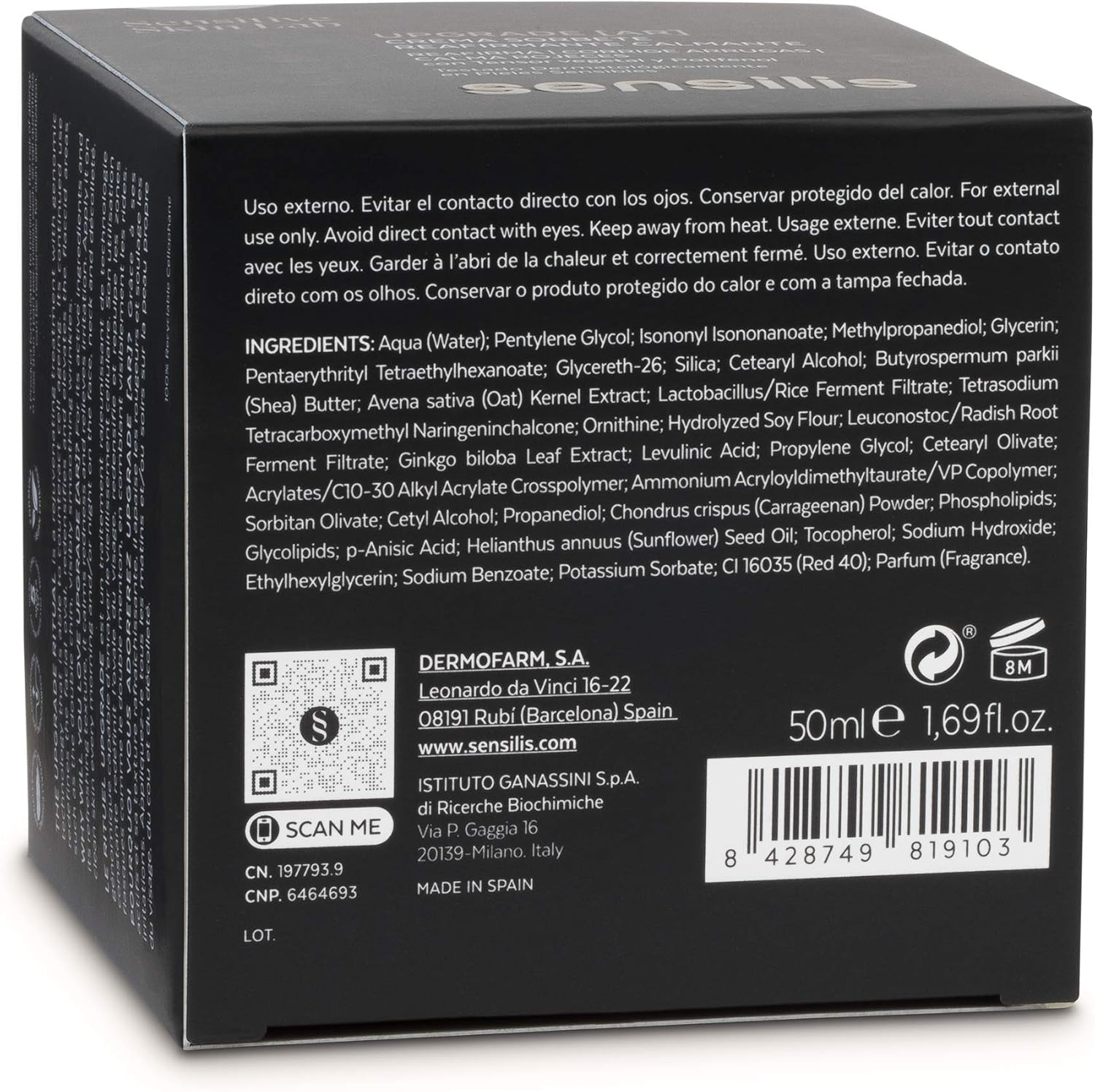 Detalle 2 de Sensilis Upgrade AR – Crème raffermissante, lissante et anti-rougeurs pour peaux sensibles (50 ml)