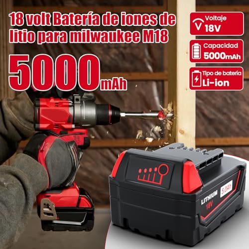 Detalle de HTongD Batería Repuesto M18 5Ah