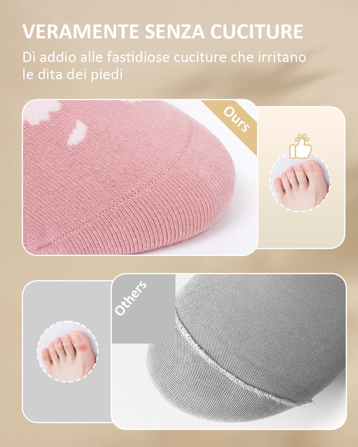Thumbnail 3 de ZFSOCK calzini donna senza elastico in cotone traspirante (set da 5 paia, metà polpaccio)