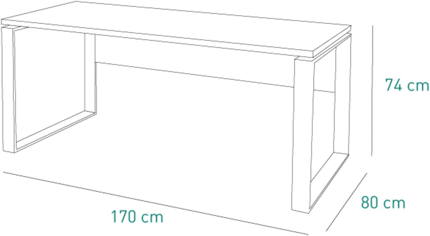 Detalle de Composad Scrivania DISEGNO con gambe in metallo – 170 x 74,5 x 80 cm, Bianco laccato