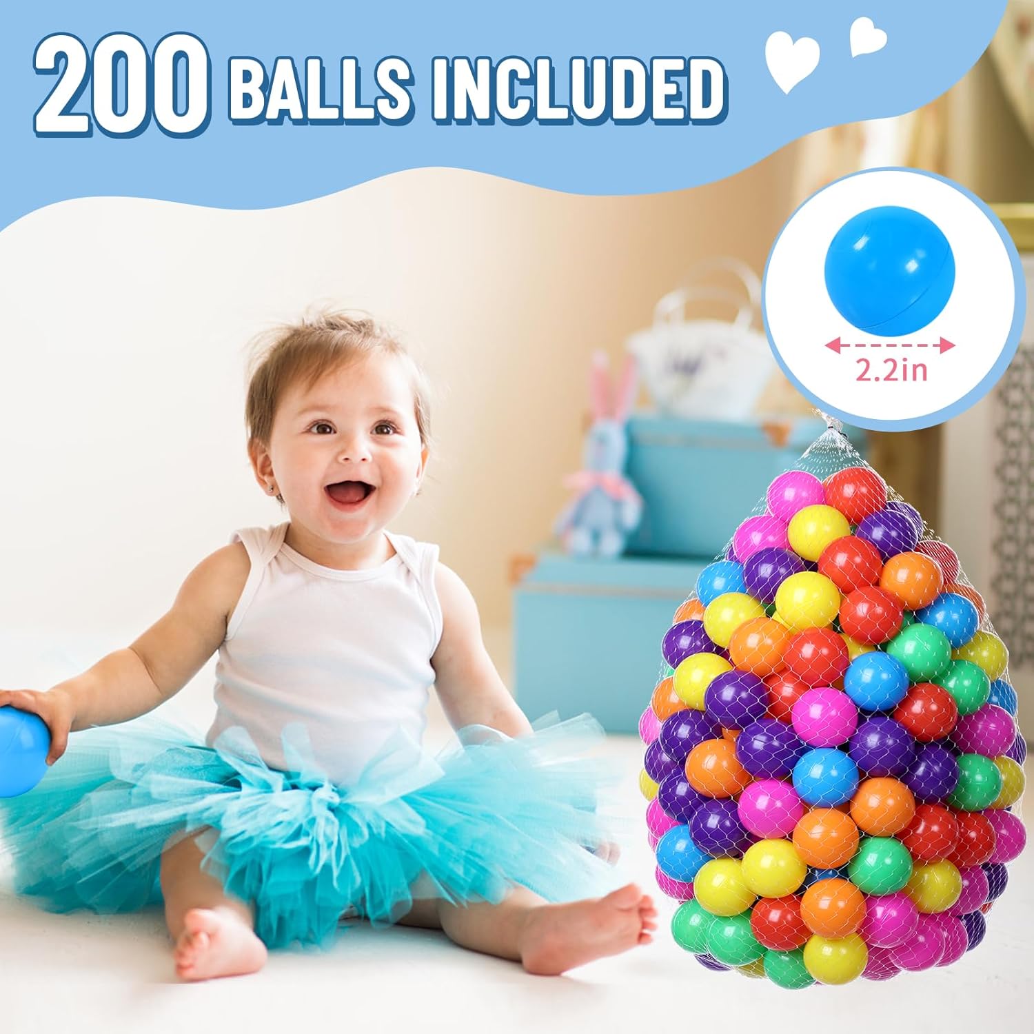 Thumbnail 1 de Foam Ball Pit for Toddlers with 200 Balls, Memory Sponge Kids Playpen (33.5 in) for Indoor/Outdoor Play