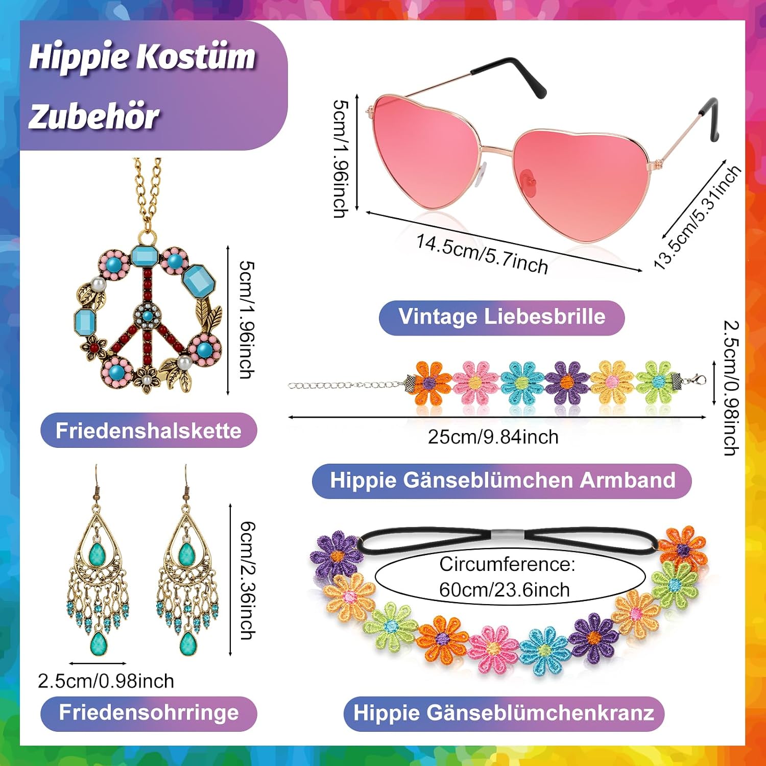 Thumbnail 2 de Alintor Hippie Kostüm Damen