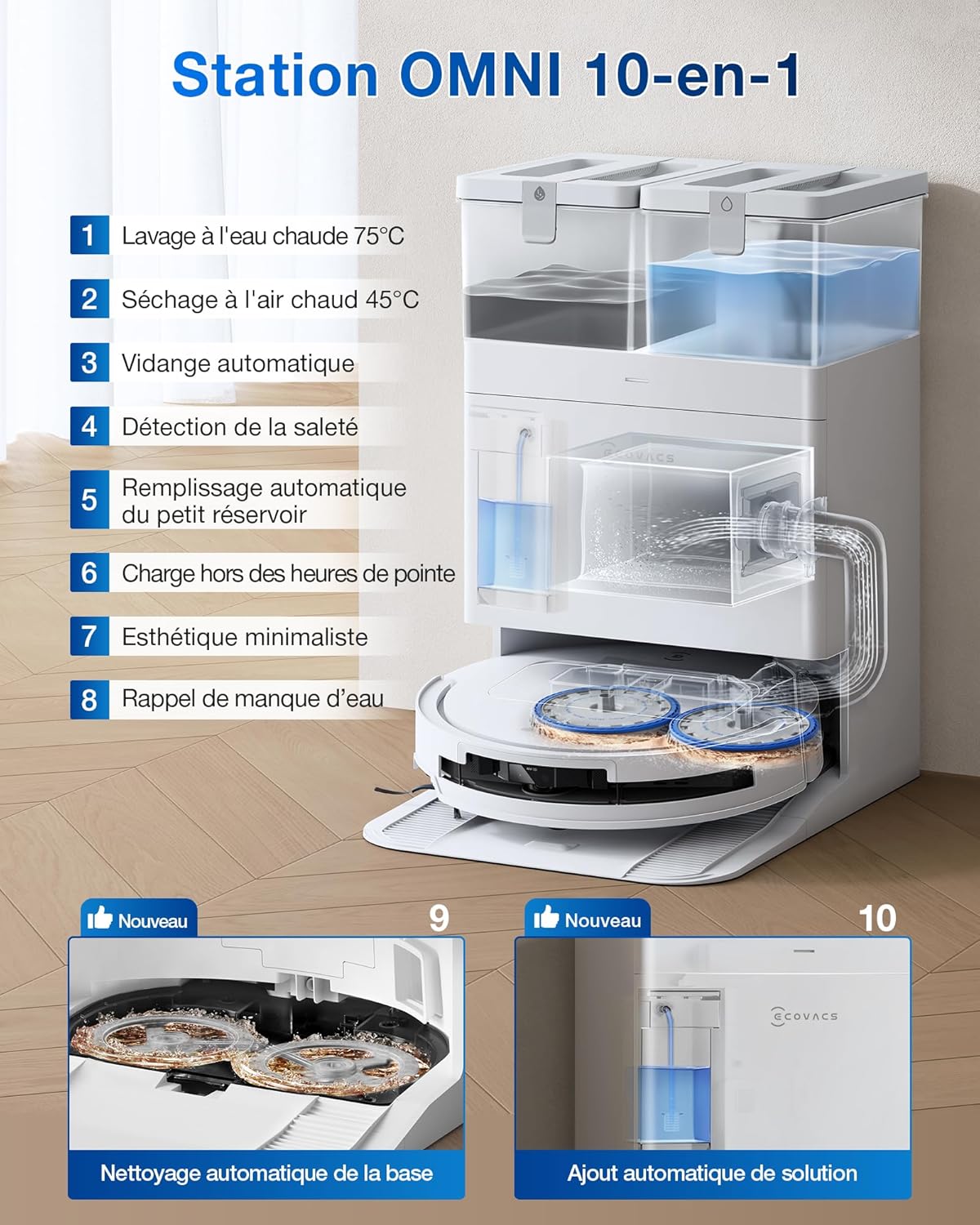 Thumbnail 5 de ECOVACS T50 Pro Omni Gen2 – Aspirateur robot avec lavage à l’eau chaude 75°C