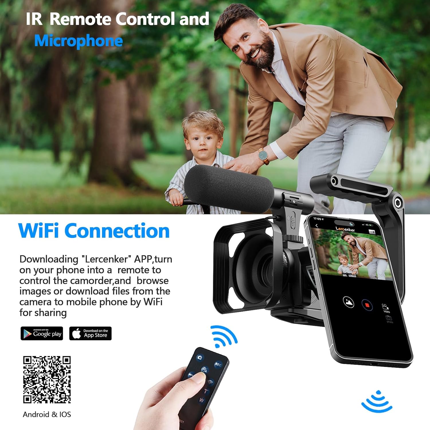 Thumbnail 3 de Videokamera Camcorder 5K mit 56MP, 3-Zoll-Touchscreen, IR-Nachtsicht & WiFi (Vlogging-Set)