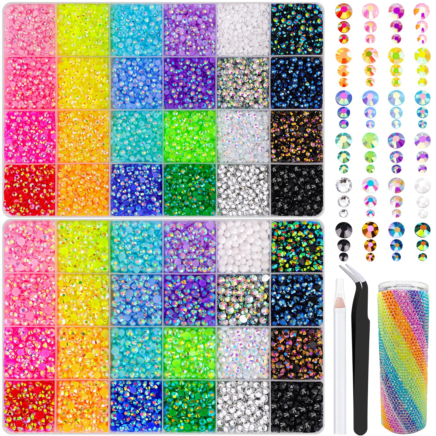 Thumbnail 6 de 32000-Piece Resin Jelly Rhinestones Kit with B-7000 Jewelry Glue, 3mm Flatback Gems (Multicolor)