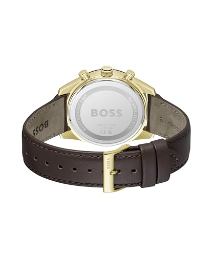 Detalle de BOSS TOURMASTER 1514285 Analogue Quartz Watch with Dual Time and Brown Leather Strap