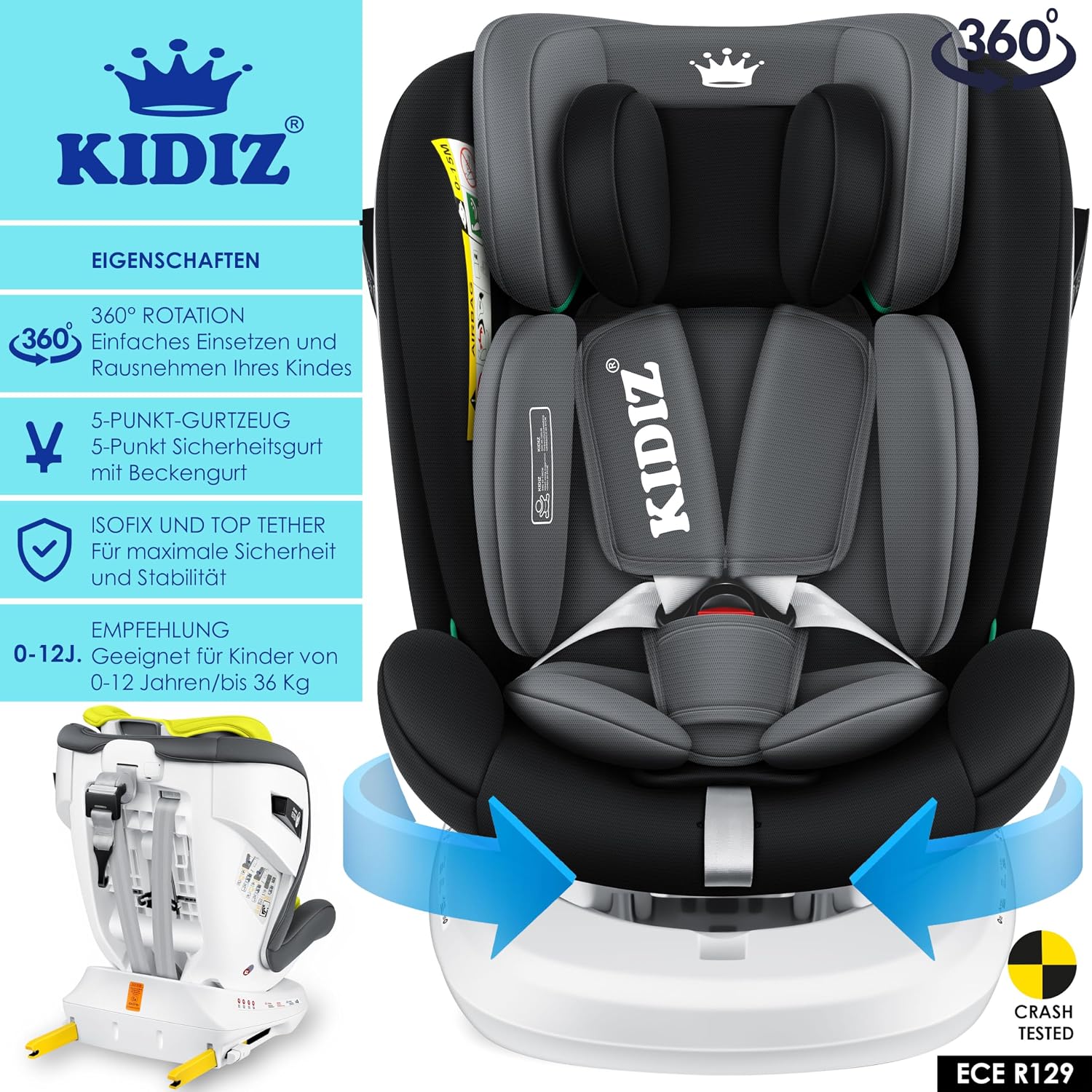 Detalle 2 de KIDIZ Kindersitz 0–36 kg 👶