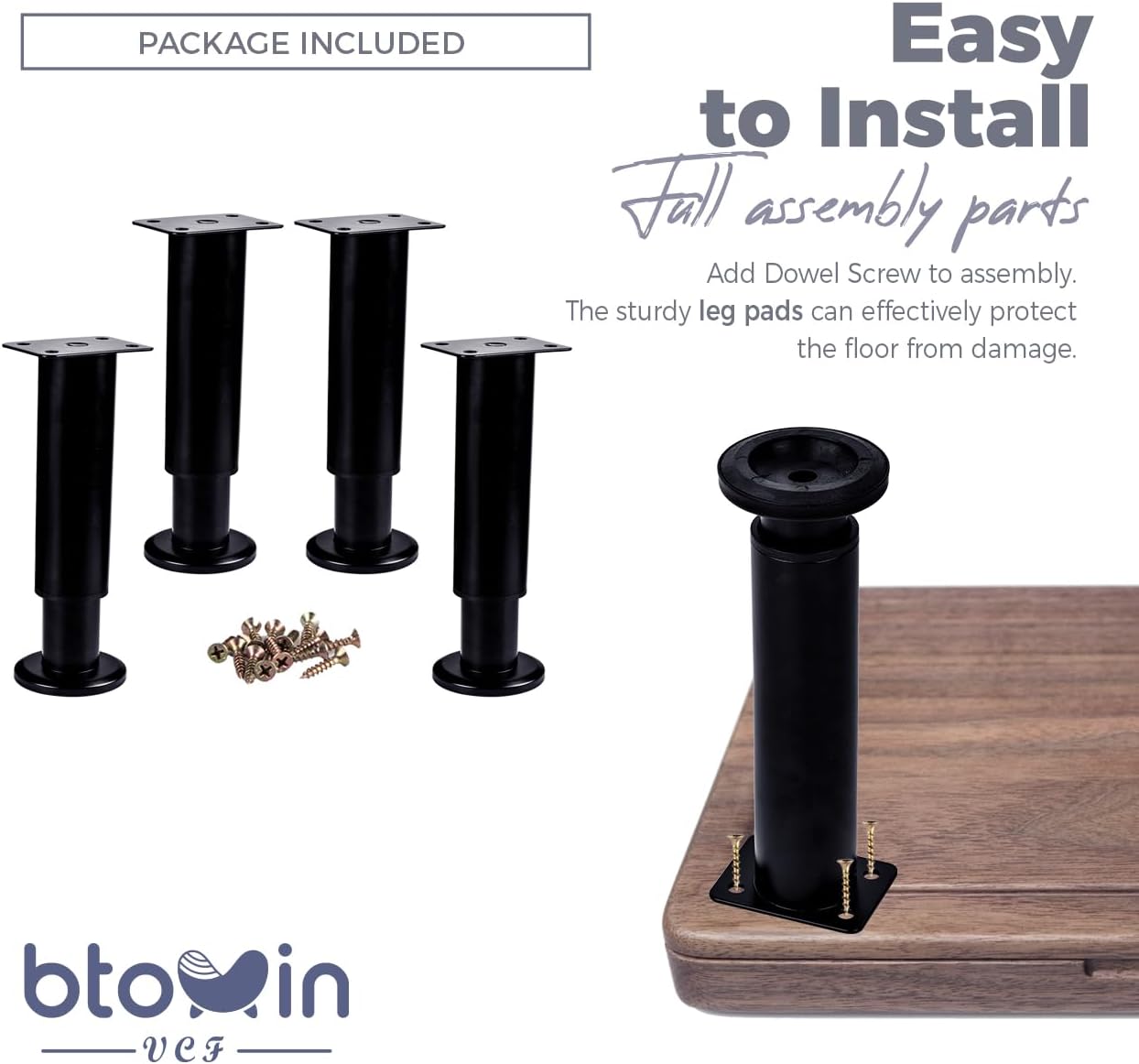 Thumbnail 3 de Btowin Adjustable Furniture Legs 5–7 Inch