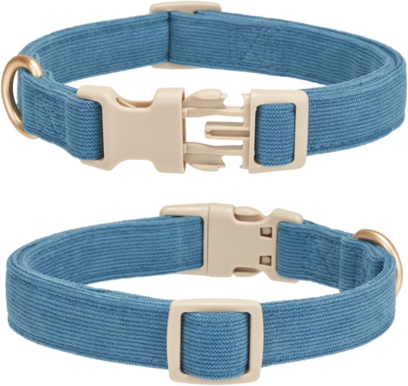 Detalle 2 de YUDOTE Soft Corduroy Dog Collar with Plastic Clip – Comforty and Adjustable for Medium Dog, Blue