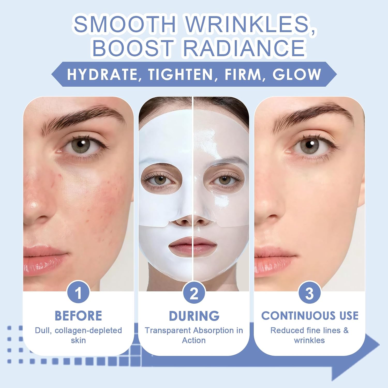 Detalle de 5 Pièces Masque au Collagène — Hydratation durable et éclat du teint