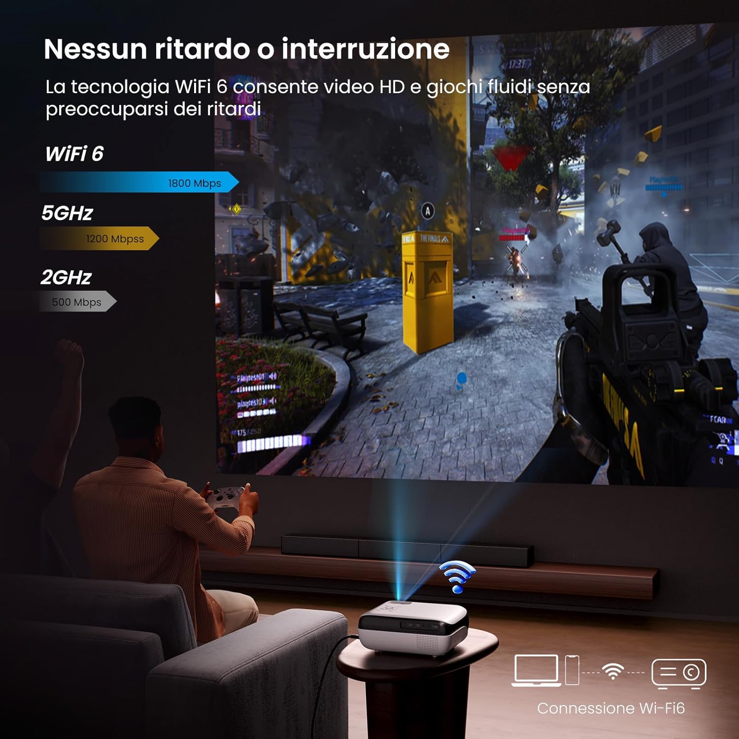 Thumbnail 5 de Proiettore 4K HAPPRUN 1000 ANSI con Google TV, Assistente Google, Dolby e Wi‑Fi 6/Bluetooth 5.2